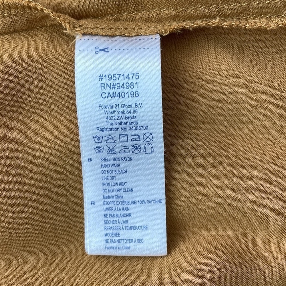 Forever 21 I Love H81 Women’s Mustard Long Sleeve 1/2 Button Collared Blouse - M - Picture 6 of 6
